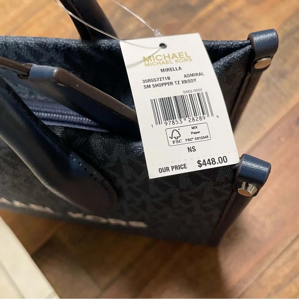 NWT Michael Kors Mirella Blue Signature Crossbody Bag - Picture 9 of 9